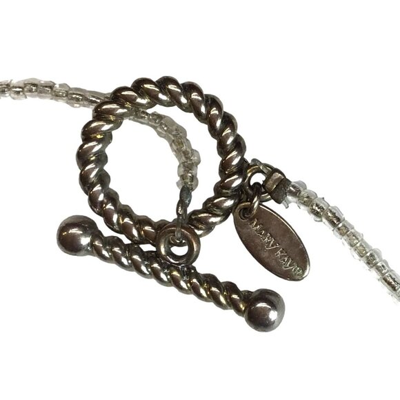 Mary Kay Rope Necklace Toggle Closure White Silver Tone Gray Beads - Picture 4 of 4